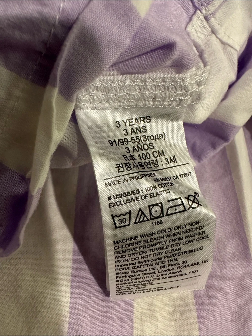 Girls' Lavender & White Striped Sundress 3T